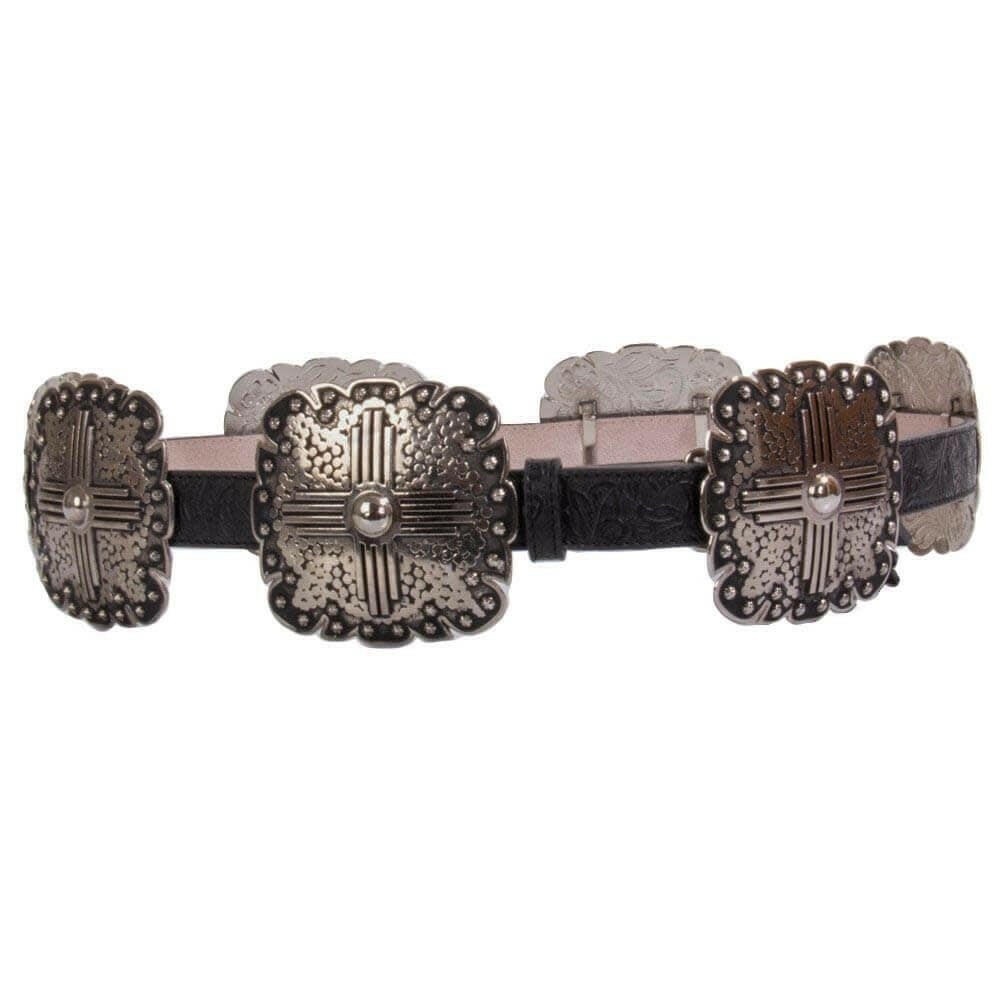Silver and Black Women's Western Concho Belt